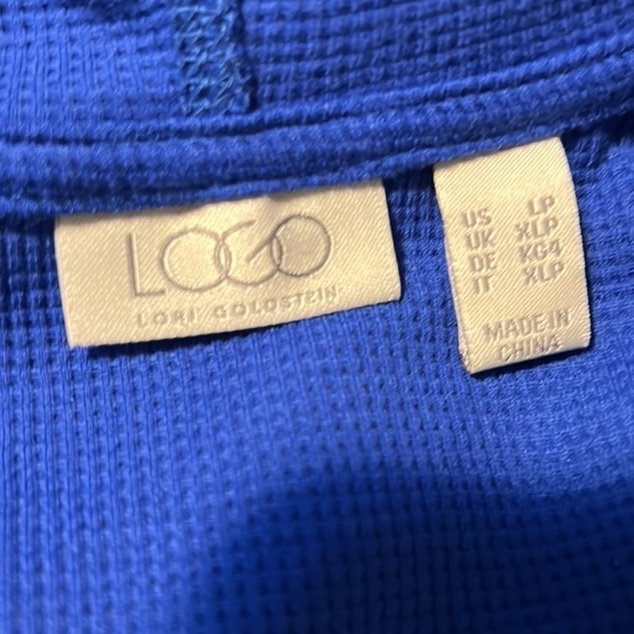 LOGO Lori Goldstein Bright Blue Oversized Long Slevve Large Petite - Picture 5 of 6